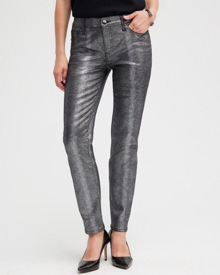 Chicos Girlfriend Coated Ankle Jeans - Gold Chicos Girlfriend Coated Ankle Jeans - Gold