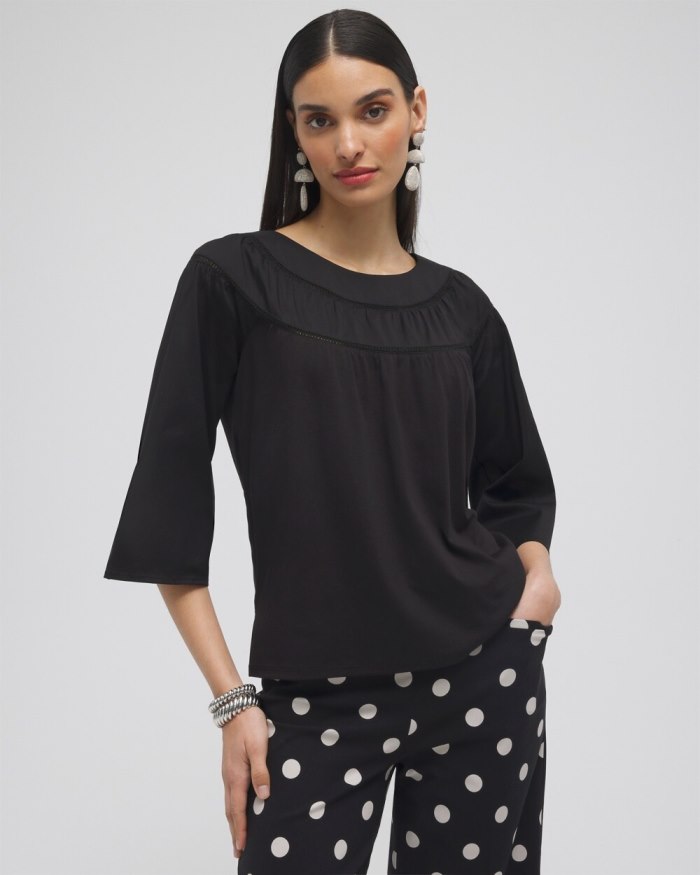 Chicos Eyelet Trim Top - Black Chicos Eyelet Trim Top - Black