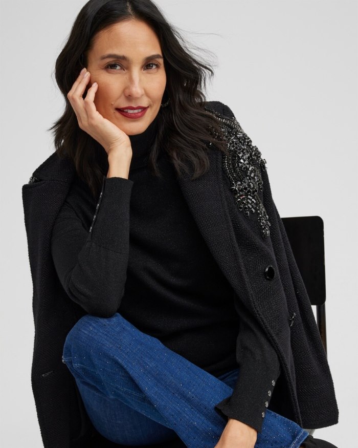 Chicos Lurex Turtleneck Sweater - Black Chicos Lurex Turtleneck Sweater - Black