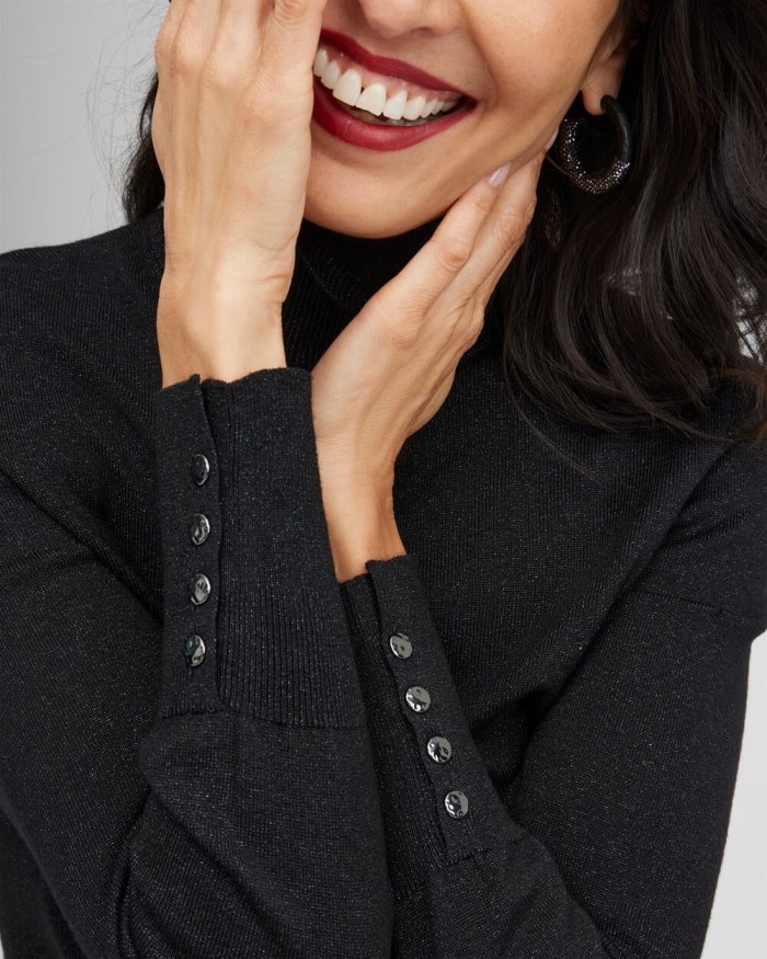 Chicos Lurex Turtleneck Sweater - Black Chicos Lurex Turtleneck Sweater - Black