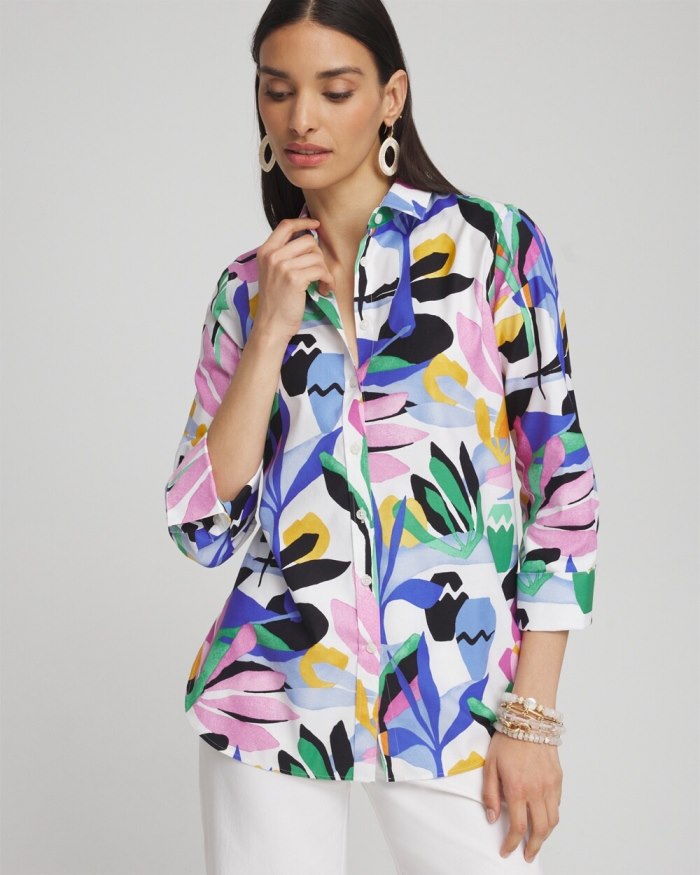 Chicos No Iron Stretch Tropical Shirt - Purple Nightshade Chicos No Iron Stretch Tropical Shirt - Purple Nightshade