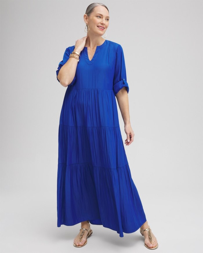 Chicos Tiered A-line Maxi Dress - Intense Azure Chicos Tiered A-line Maxi Dress - Intense Azure