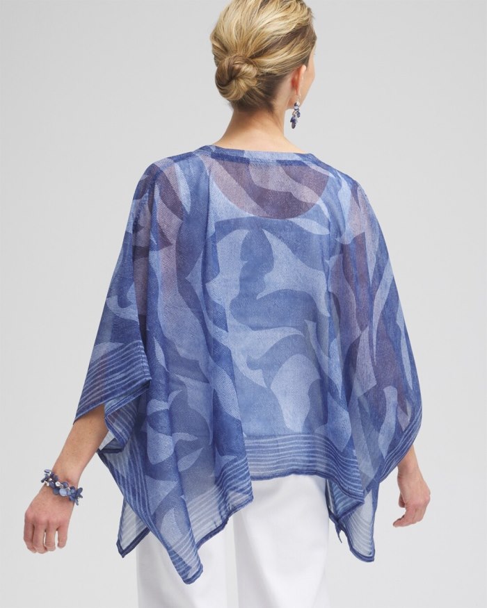 Chicos Chiffon Cool Abstract Poncho - Classic Navy Chicos Chiffon Cool Abstract Poncho - Classic Navy