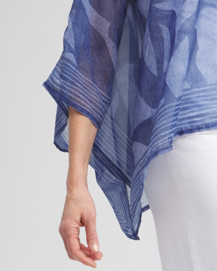 Chicos Chiffon Cool Abstract Poncho - Classic Navy Chicos Chiffon Cool Abstract Poncho - Classic Navy