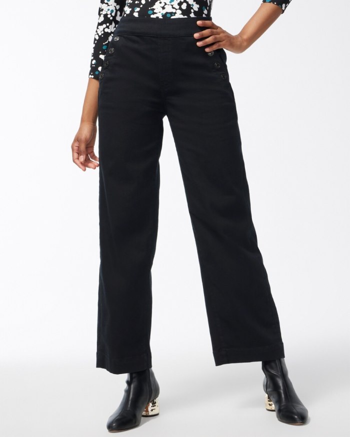 Chicos Pull-On Wide Leg Ankle Jeans - Black Chicos Pull-On Wide Leg Ankle Jeans - Black