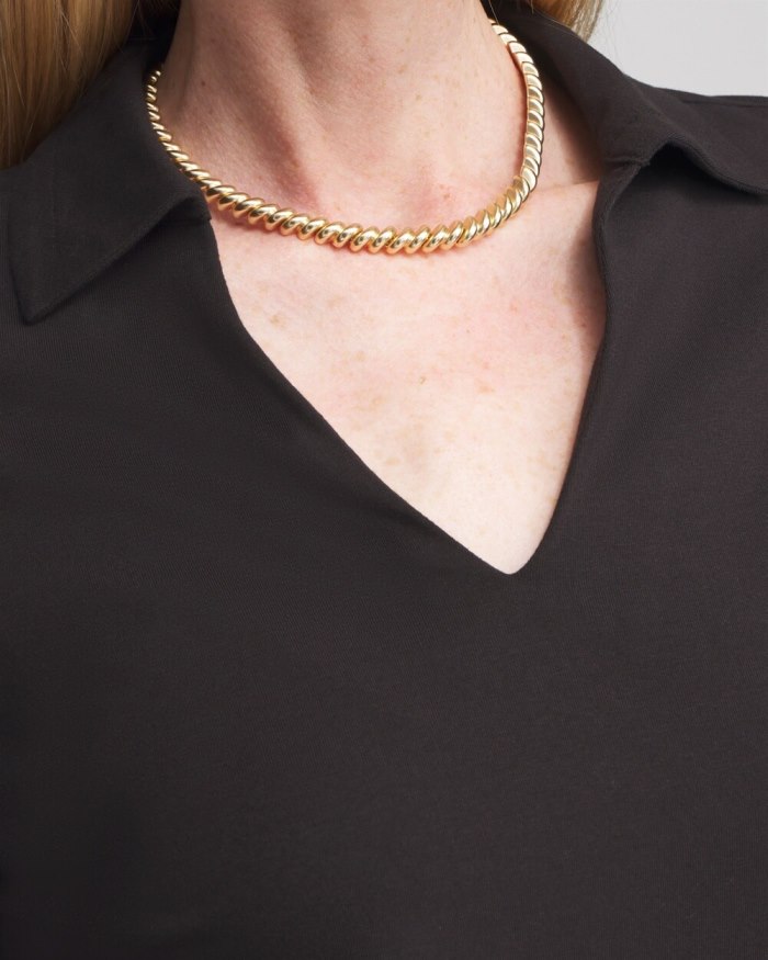 Chicos Polished Collar Top - Black Chicos Polished Collar Top - Black