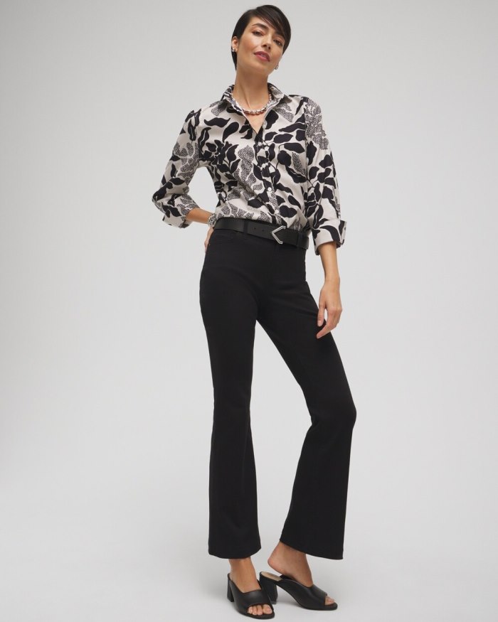 Chicos No Iron Stretch Floral Shirt - Smokey Taupe Chicos No Iron Stretch Floral Shirt - Smokey Taupe