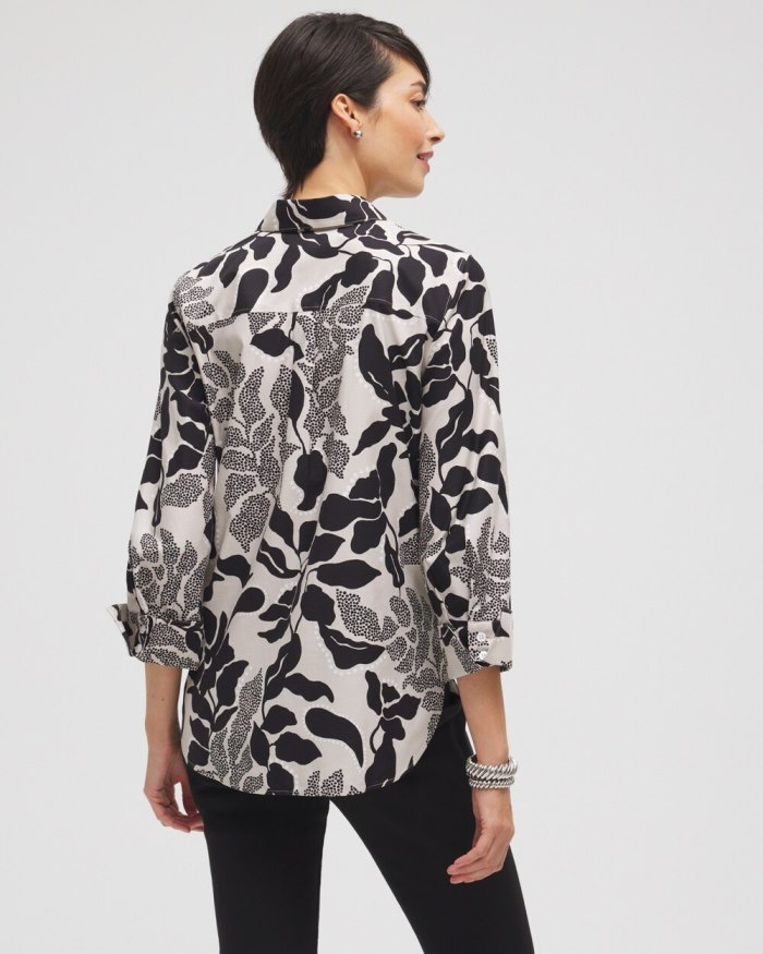 Chicos No Iron Stretch Floral Shirt - Smokey Taupe Chicos No Iron Stretch Floral Shirt - Smokey Taupe