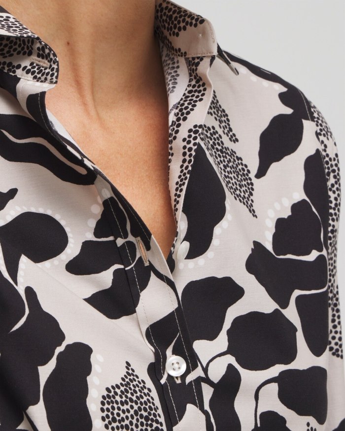 Chicos No Iron Stretch Floral Shirt - Smokey Taupe Chicos No Iron Stretch Floral Shirt - Smokey Taupe