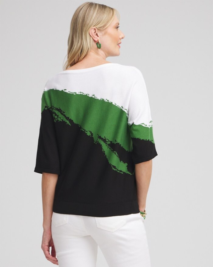 Chicos Intarsia Dolman Pullover Sweater - Verdant Green Chicos Intarsia Dolman Pullover Sweater - Verdant Green