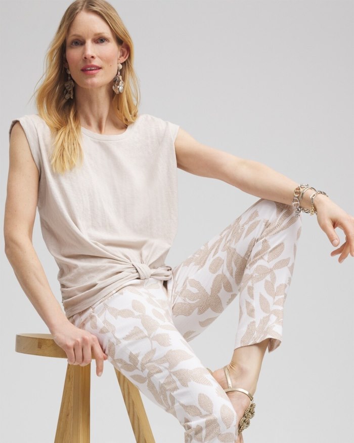 Chicos Knot Front Tee - Alabaster Chicos Knot Front Tee - Alabaster