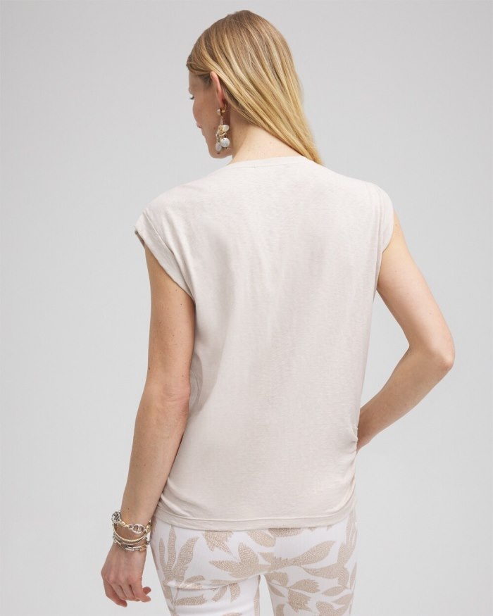 Chicos Knot Front Tee - Alabaster Chicos Knot Front Tee - Alabaster