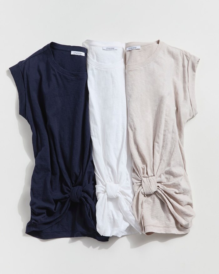 Chicos Knot Front Tee - Alabaster Chicos Knot Front Tee - Alabaster