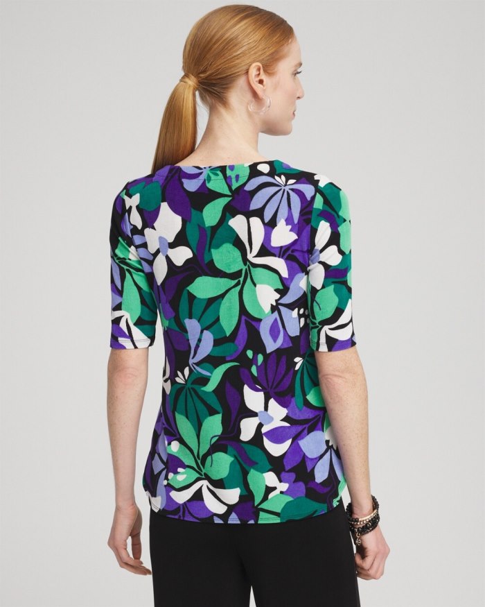 Chicos Travelers Floral V-neck Top - Purple Nightshade Chicos Travelers Floral V-neck Top - Purple Nightshade