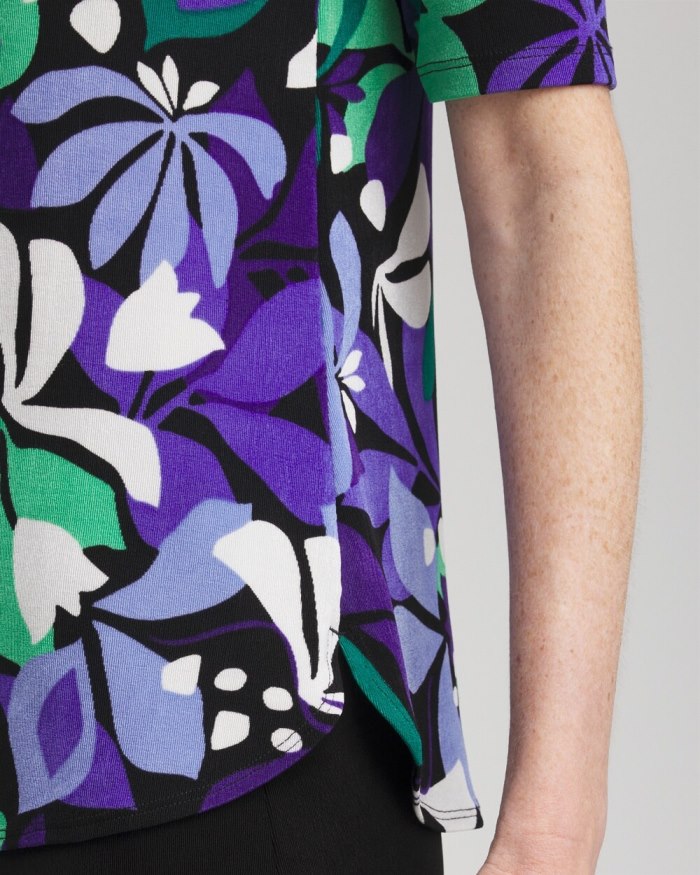 Chicos Travelers Floral V-neck Top - Purple Nightshade Chicos Travelers Floral V-neck Top - Purple Nightshade