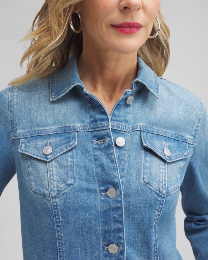 Chicos Indigo Frayed Hem Denim Jacket - Palace Indigo Chicos Indigo Frayed Hem Denim Jacket - Palace Indigo