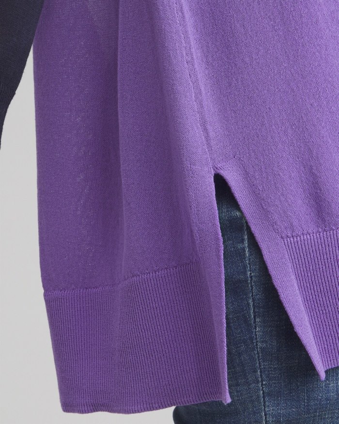 Chicos Summer Romance Colorblock Cardigan - Parisian Purple Chicos Summer Romance Colorblock Cardigan - Parisian Purple