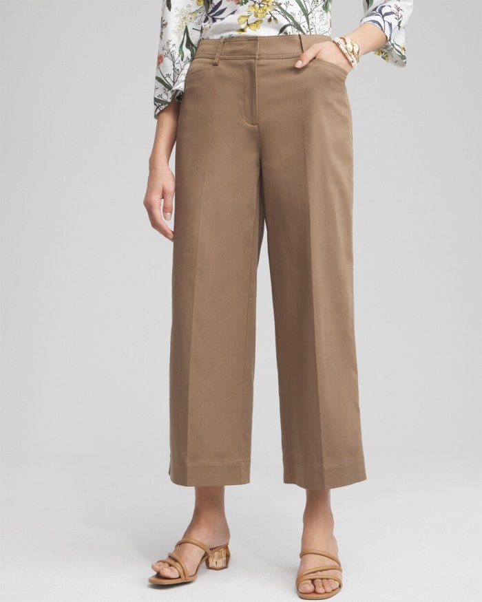 Chicos Cotton Sateen Cropped Pants - Teakwood Chicos Cotton Sateen Cropped Pants - Teakwood