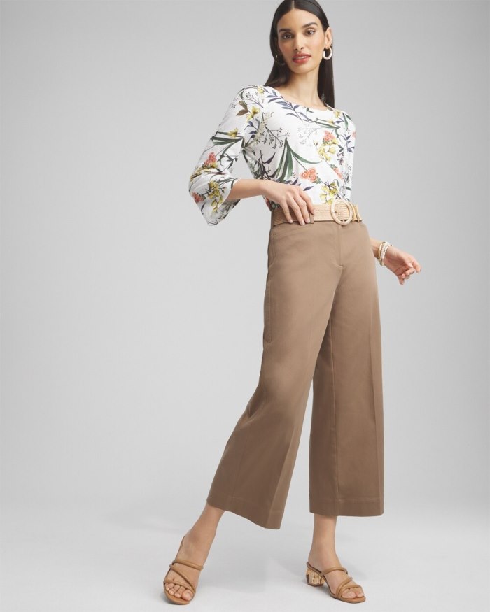 Chicos Cotton Sateen Cropped Pants - Teakwood Chicos Cotton Sateen Cropped Pants - Teakwood