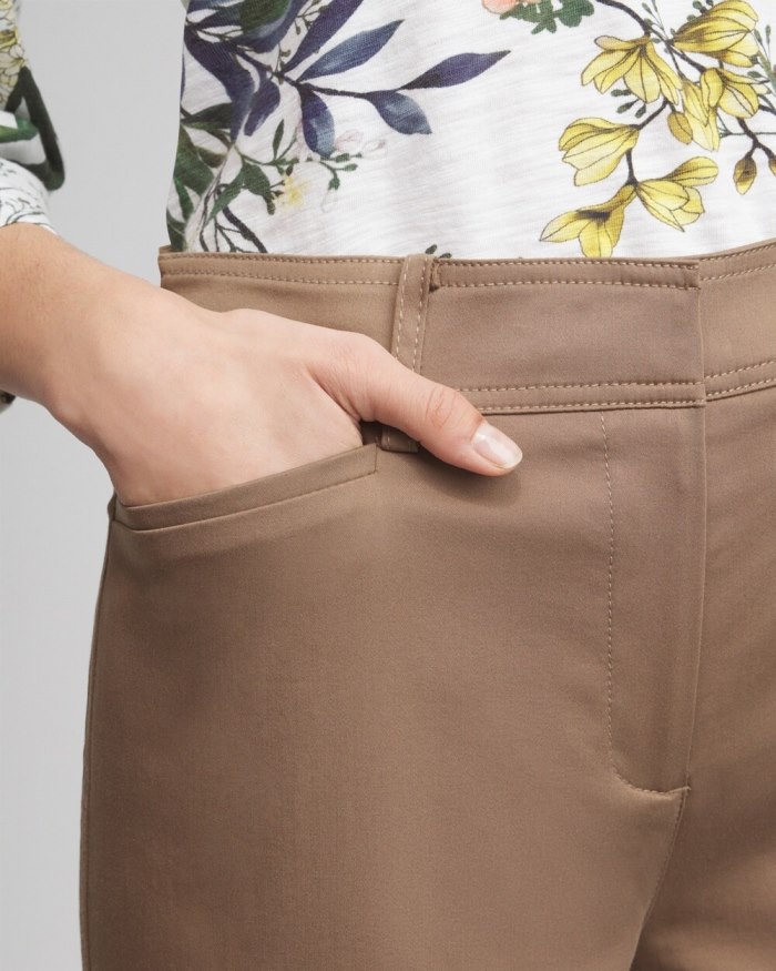 Chicos Cotton Sateen Cropped Pants - Teakwood Chicos Cotton Sateen Cropped Pants - Teakwood