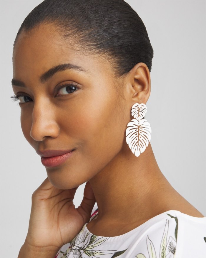 Chicos No Droop White Leaf Earrings - White Chicos No Droop White Leaf Earrings - White