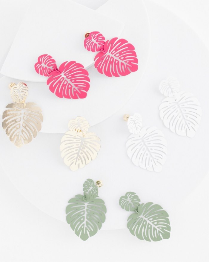 Chicos No Droop White Leaf Earrings - White Chicos No Droop White Leaf Earrings - White