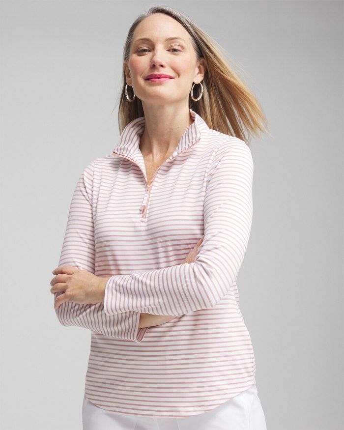 Chicos Zenergy UPF Stripe Long Sleeve Top - French Blush Chicos Zenergy UPF Stripe Long Sleeve Top - French Blush