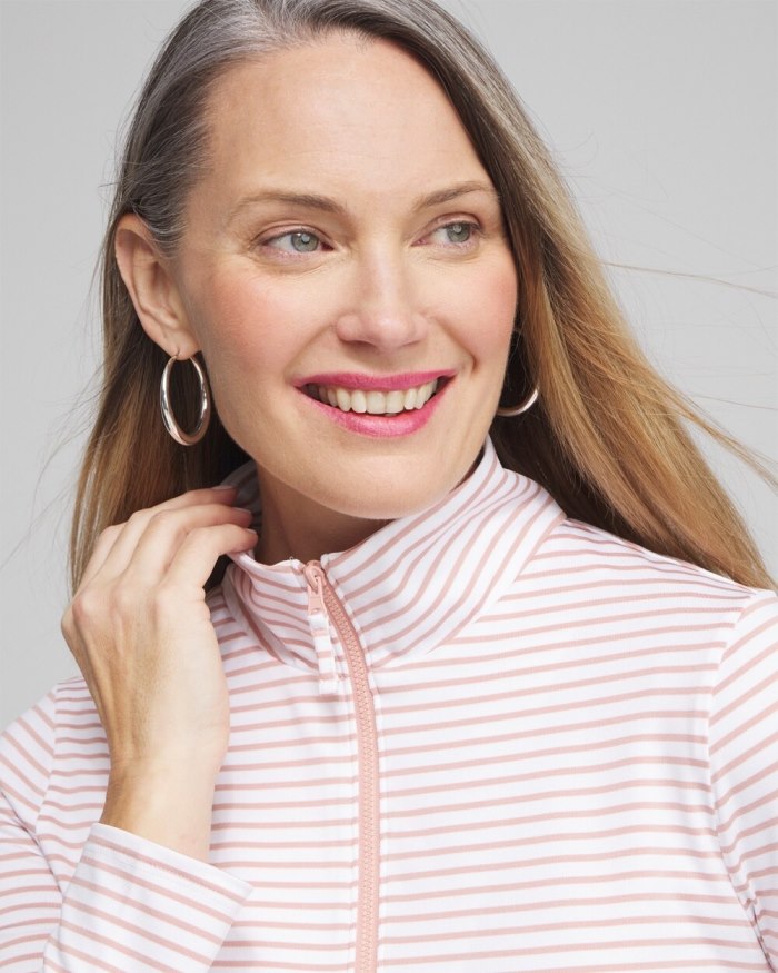 Chicos Zenergy UPF Stripe Long Sleeve Top - French Blush Chicos Zenergy UPF Stripe Long Sleeve Top - French Blush