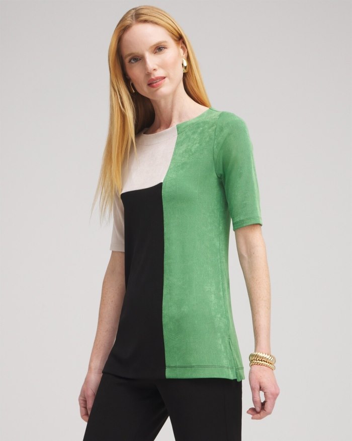 Chicos Travelers Colorblock Tunic - Verdant Green Chicos Travelers Colorblock Tunic - Verdant Green