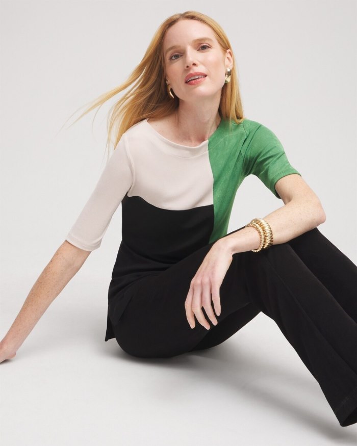 Chicos Travelers Colorblock Tunic - Verdant Green Chicos Travelers Colorblock Tunic - Verdant Green