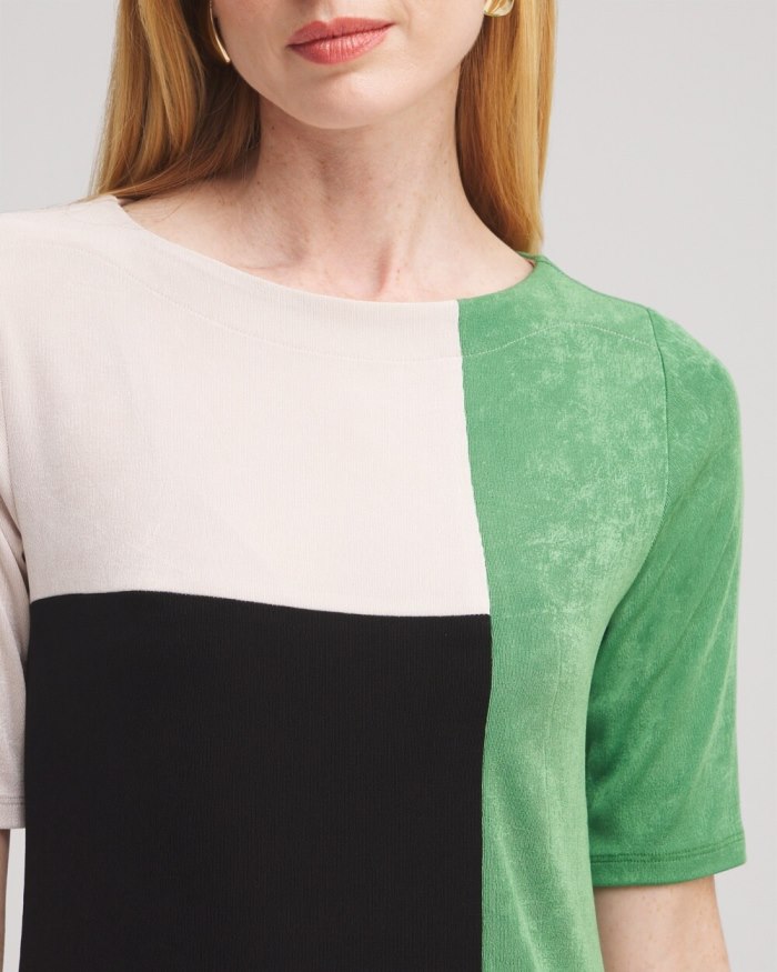 Chicos Travelers Colorblock Tunic - Verdant Green Chicos Travelers Colorblock Tunic - Verdant Green