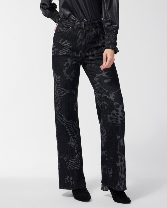 Chicos High Rise Animal Wide Leg Jeans - Avisa Wash Chicos High Rise Animal Wide Leg Jeans - Avisa Wash
