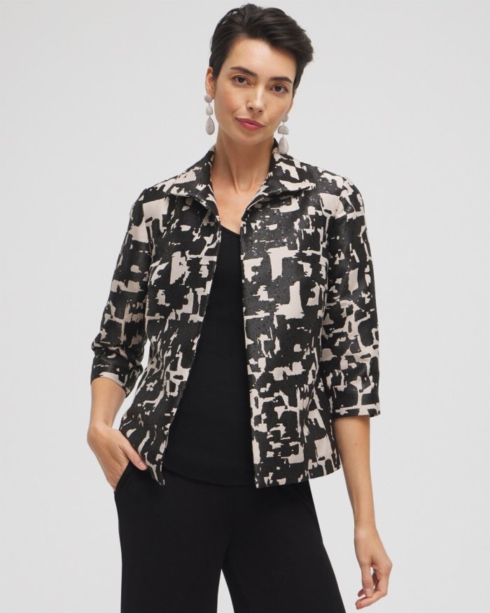 Chicos Travelers Collection Jacquard Jacket - Smokey Taupe Chicos Travelers Collection Jacquard Jacket - Smokey Taupe