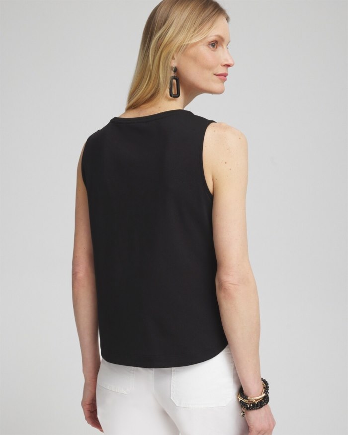 Chicos Grommet Neck Detail Tank - Alabaster Chicos Grommet Neck Detail Tank - Alabaster