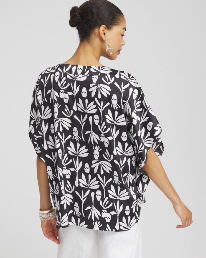 Chicos Artisan Satin Tie-Front Tunic - Black Chicos Artisan Satin Tie-Front Tunic - Black
