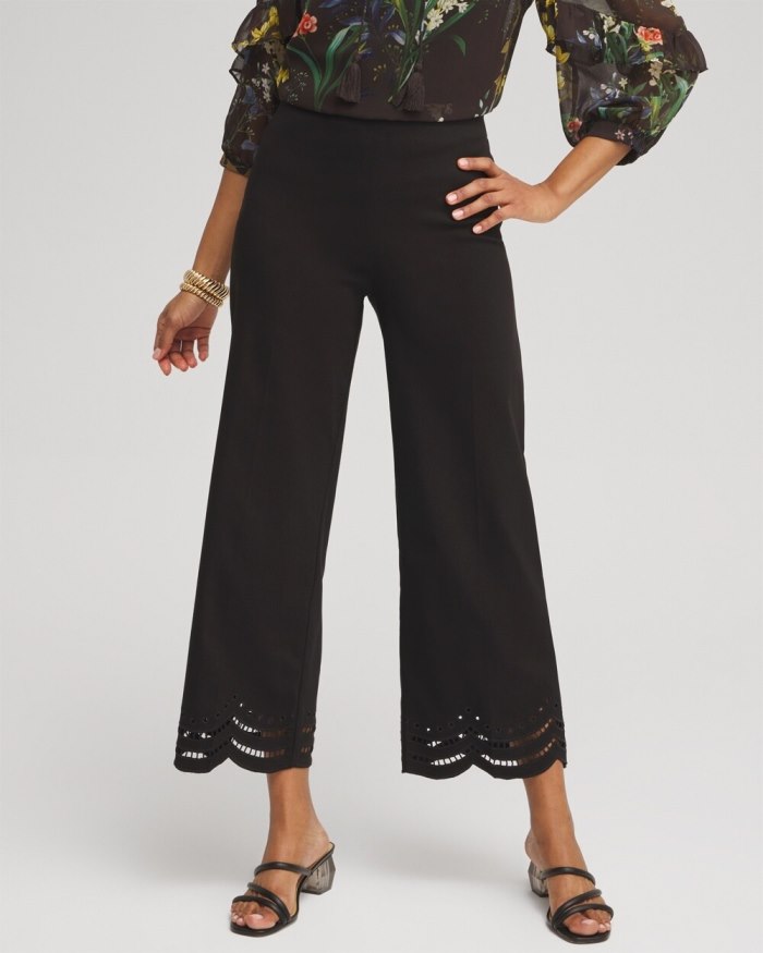 Chicos Juliet Eyelet Hem Culottes - Black Chicos Juliet Eyelet Hem Culottes - Black
