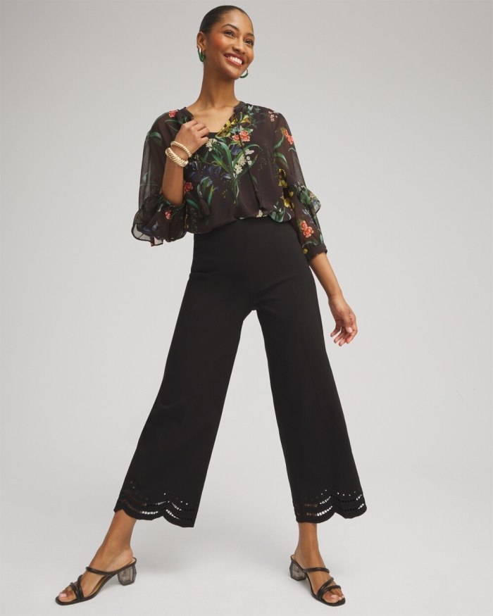 Chicos Juliet Eyelet Hem Culottes - Black Chicos Juliet Eyelet Hem Culottes - Black