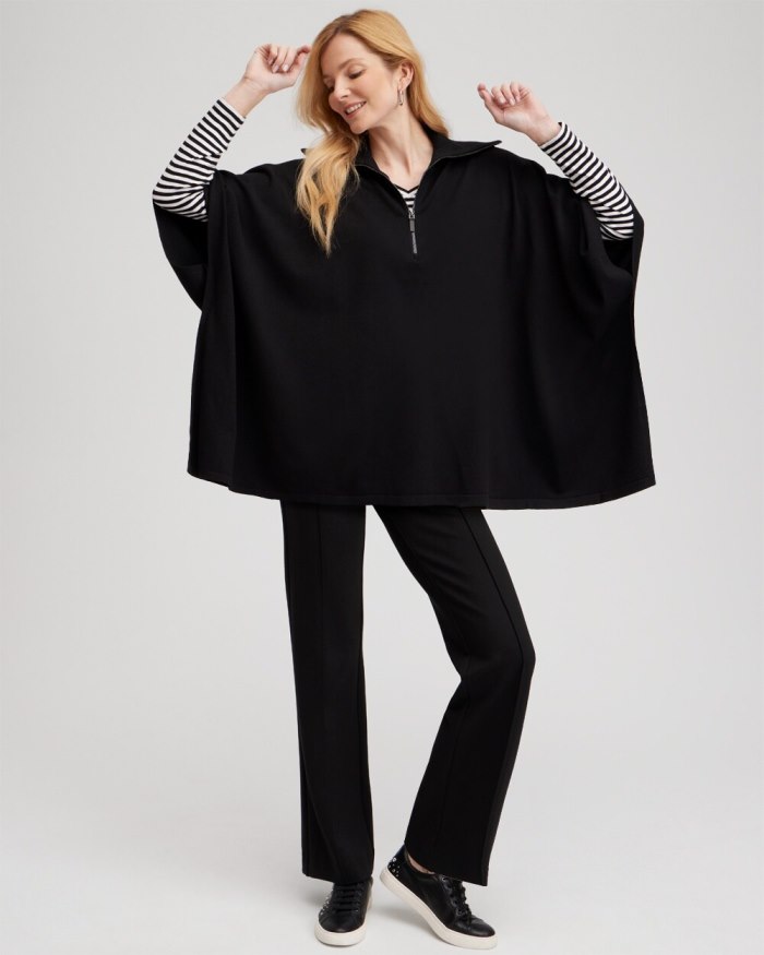 Chicos Zip Collar Sweater Poncho - Black Chicos Zip Collar Sweater Poncho - Black