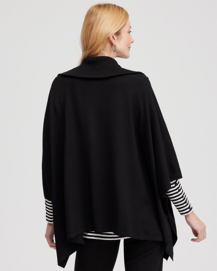 Chicos Zip Collar Sweater Poncho - Black Chicos Zip Collar Sweater Poncho - Black