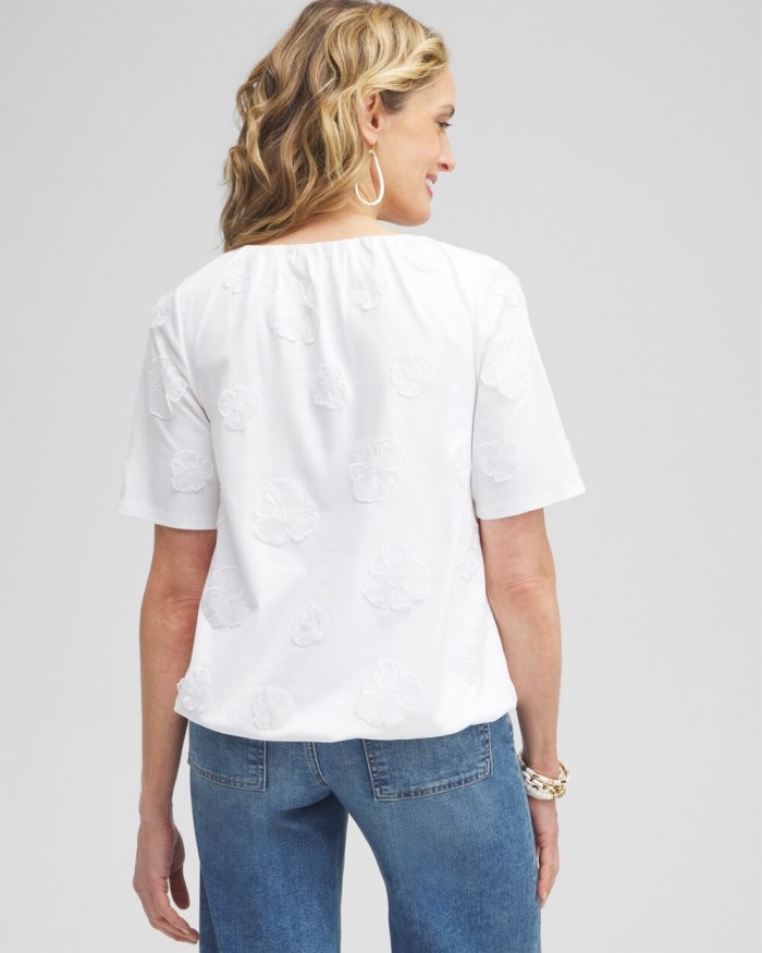 Chicos 3D Applique Bubble Hem Top - Alabaster Chicos 3D Applique Bubble Hem Top - Alabaster