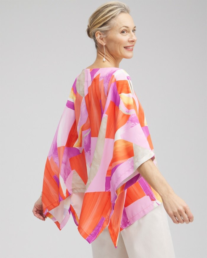 Chicos Abstract Print Poncho - Nectarine Chicos Abstract Print Poncho - Nectarine