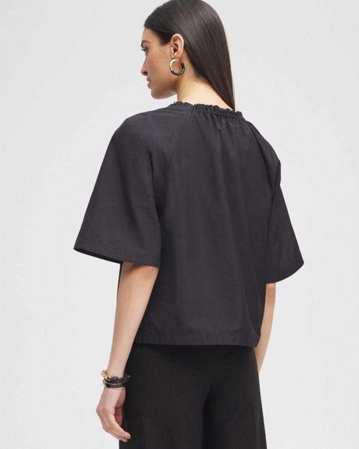 Chicos Black Label Smock Neck Blouse - Black Chicos Black Label Smock Neck Blouse - Black