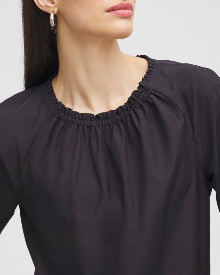Chicos Black Label Smock Neck Blouse - Black Chicos Black Label Smock Neck Blouse - Black