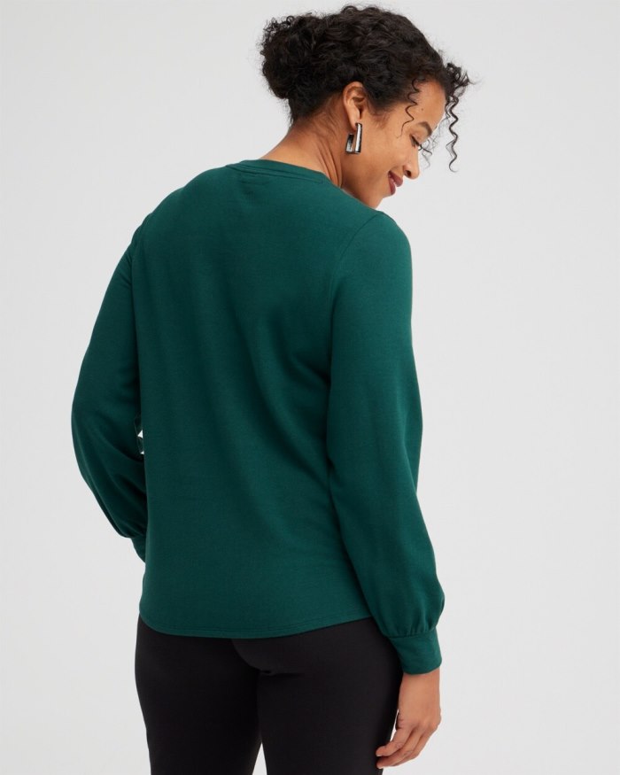 Chicos Zenergy Rhinestone Neck Sweatshirt - Enchanted Forest Chicos Zenergy Rhinestone Neck Sweatshirt - Enchanted Forest