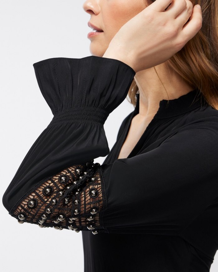Chicos Mesh Inset Shirt - Vivid Viola Chicos Mesh Inset Shirt - Vivid Viola