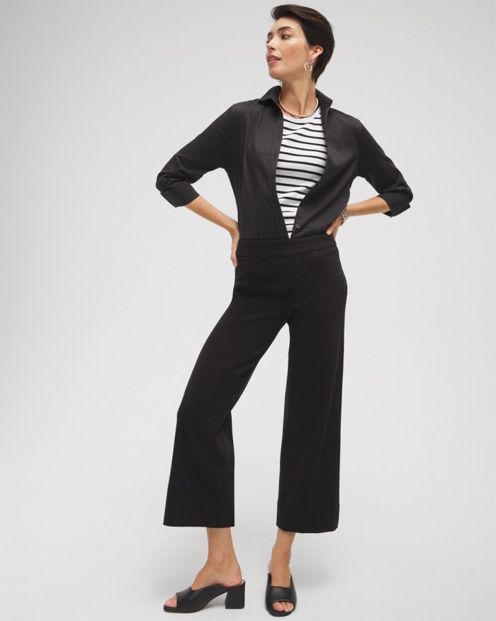 Chicos Travelers Pull On Cropped Jeans - Black Chicos Travelers Pull On Cropped Jeans - Black