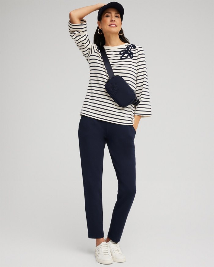 Chicos Zenergy Soutache Stripe Pullover - Classic Navy Chicos Zenergy Soutache Stripe Pullover - Classic Navy