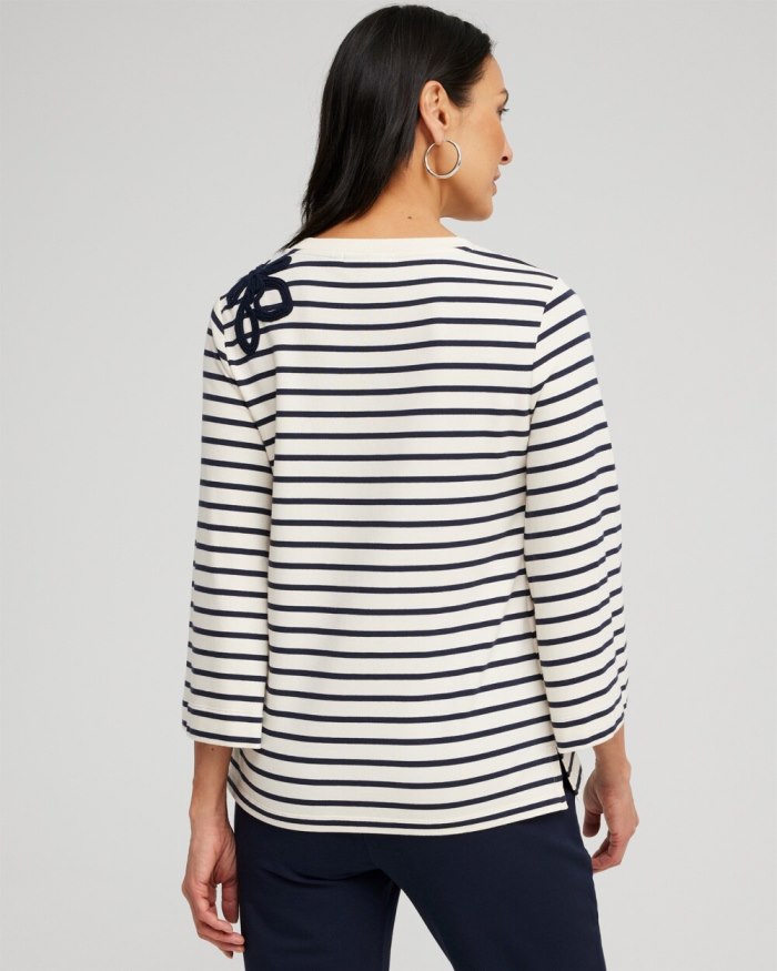 Chicos Zenergy Soutache Stripe Pullover - Classic Navy Chicos Zenergy Soutache Stripe Pullover - Classic Navy