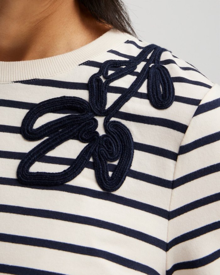 Chicos Zenergy Soutache Stripe Pullover - Classic Navy Chicos Zenergy Soutache Stripe Pullover - Classic Navy