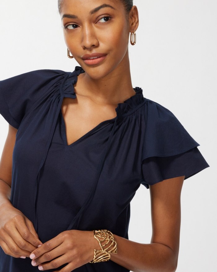 Chicos Tiered Flutter Sleeve Midi Dress - Black Chicos Tiered Flutter Sleeve Midi Dress - Black